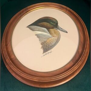 Art LaMay Wooden Oval Framed Duck Portrait Signed